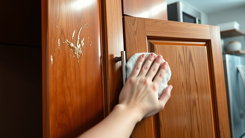 assess kitchen cabinet greasiness