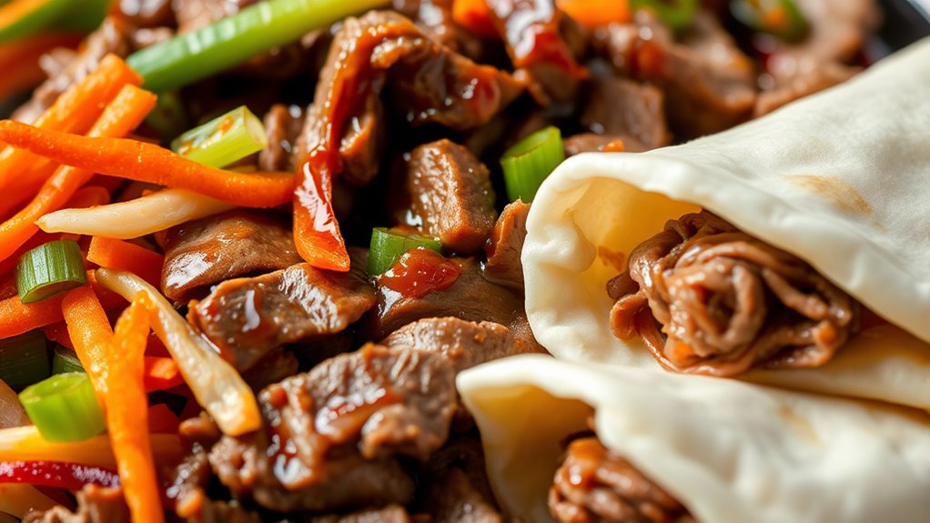 beef wrapped in pancakes